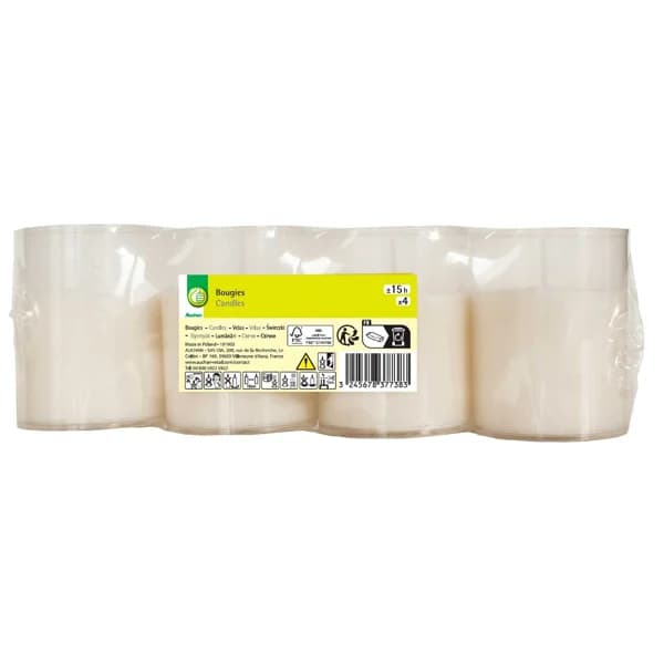 Set de 4 velas de color blanco, PRODUCTO ECONÓMICO ALCAMPO. - 1 ud - Imagen del producto en Findit