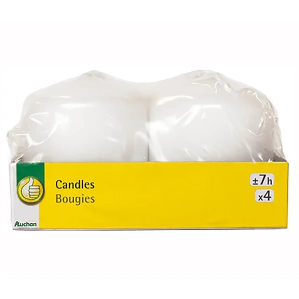 Set de velas de color blanco, 4 unidades, PRODUCTO ECONÓMICO ALCAMPO. - 1 ud - Imagen del producto en Findit