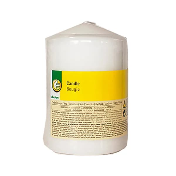 Vela cilíndrica 10 cm en color blanco, PRODUCTO ECONOMICO ALCAMPO. - 1 ud - Imagen del producto en Findit