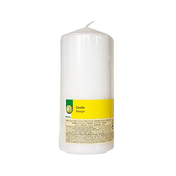 Vela cilíndrica de color blanco 15cm, PRODUCTO ECONOMICO ALCAMPO - 1 ud - Imagen del producto en Findit
