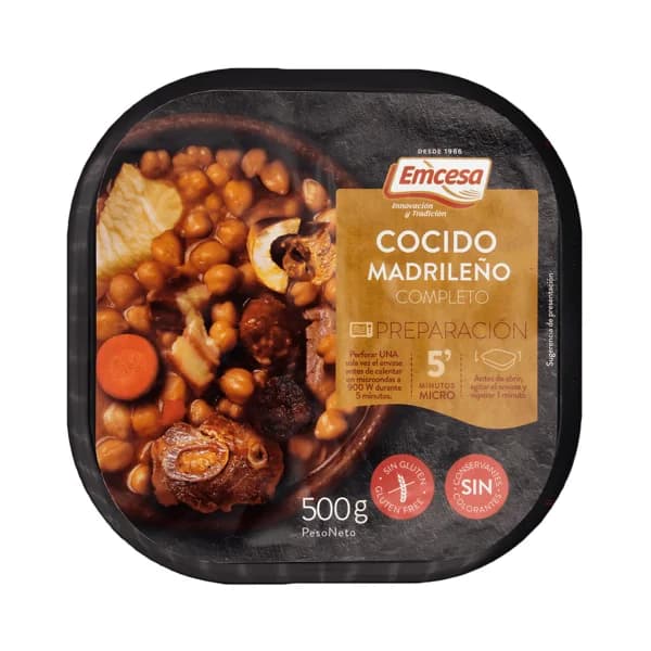 EMCESA Cocido madrileño completo, listo para calentar y comer 500 g. - 0.5 kg - Imagen del producto en Findit