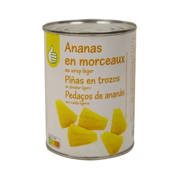PRODUCTO ECONÓMICO ALCAMPO Piña en almibar en trozos PRODUCTO ECONÓMICO ALCAMPO 340 gr, - 0.34 kg - Imagen del producto en Findit