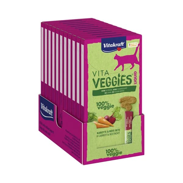VITAKRAFT Snack líquido para gatos veganos de zanahoria y remolacha Vitaveggies VITAKRAFT 6 uds. 15 gr. - 0.09 kg - Imagen del producto en Findit