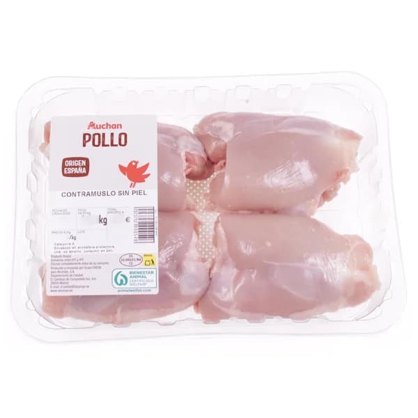 AUCHAN Contramuslos de pollo sin piel 4 uds. Producto Alcampo - 1 ud - Imagen del producto en Findit