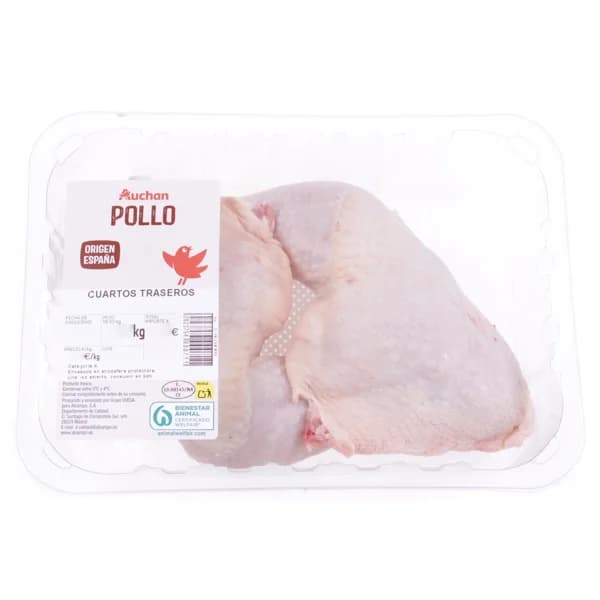 AUCHAN Cuarto trasero de pollo 2 uds bandeja. Producto Alcampo - 1 ud - Imagen del producto en Findit