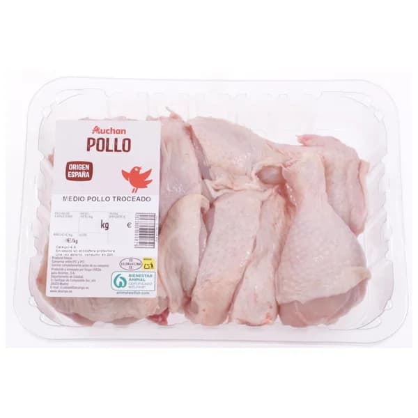 AUCHAN Medio pollo troceado bandeja. Producto Alcampo - 1 ud - Imagen del producto en Findit