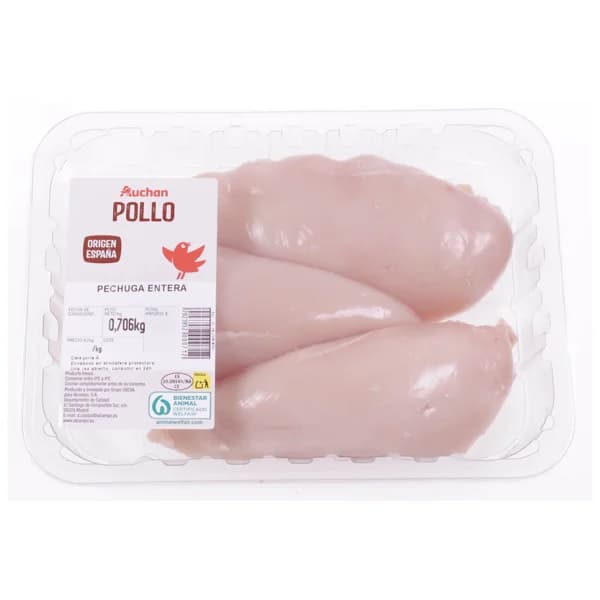AUCHAN Pechuga de pollo 3 uds. Producto Alcampo - 1 ud - Imagen del producto en Findit