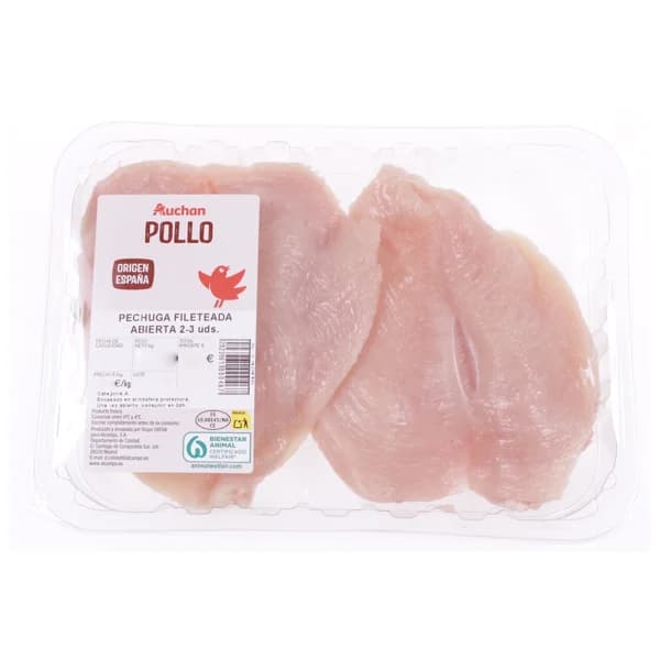 AUCHAN Pechuga de pollo filete abierta. Producto Alcampo - 1 ud - Imagen del producto en Findit