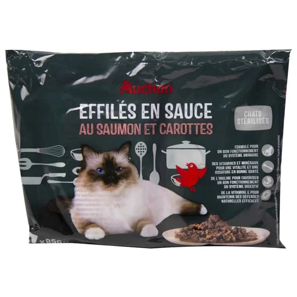 PRODUCTO ALCAMPO Comida para gatos en salsa de salmón y zanahorias PRODUCTO ALCAMPO 4x85 g. - 0.34 kg - Imagen del producto en Findit