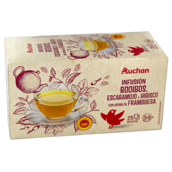 PRODUCTO ALCAMPO Infusión de rooibos, escaramujo e hibisco con sabor a frambuesa caja de 25 uds.37,5 g. - 1 ud - Imagen del producto en Findit
