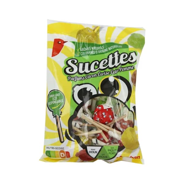 PRODUCTO ALCAMPO Caramelos con palo de fruta y cola 180 g. - 0.18 kg - Imagen del producto en Findit