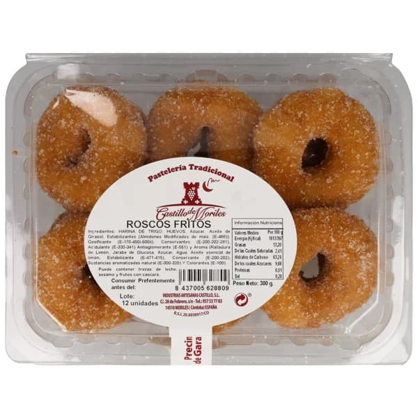 CASTILLO DE MORILES Roscos fritos con azúcar 12 uds. 300 g. - 0.3 kg - Imagen del producto en Findit