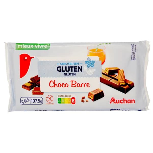 PRODUCTO ALCAMPO Barritas de chocolate sin gluten 5 uds 107,5 g. - 0.11 kg - Imagen del producto en Findit