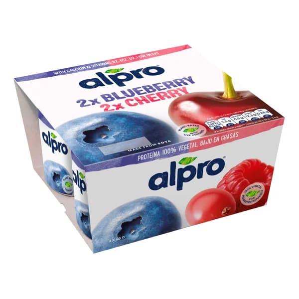 ALPRO Especialidad de soja fermentada con frutos rojos (2) o arándanos (2) 4 x 125 g. - 0.5 kg - Imagen del producto en Findit