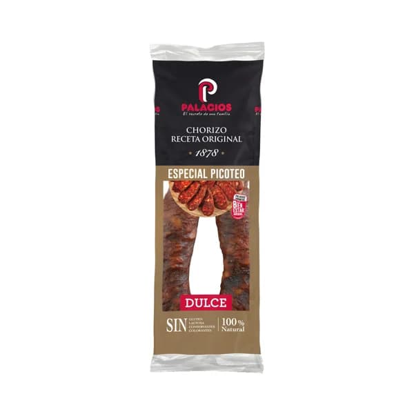 PALACIOS Chorizo dulce receta original, especial para picoteo PALACIOS 450 g. - 0.42 kg - Imagen del producto en Findit