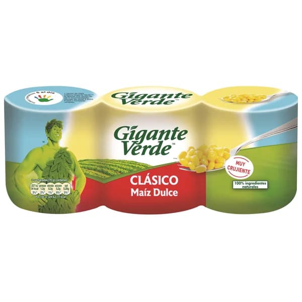GIGANTE VERDE Maíz dulce 3 uds. 160 g. - 0.42 kg - Imagen del producto en Findit