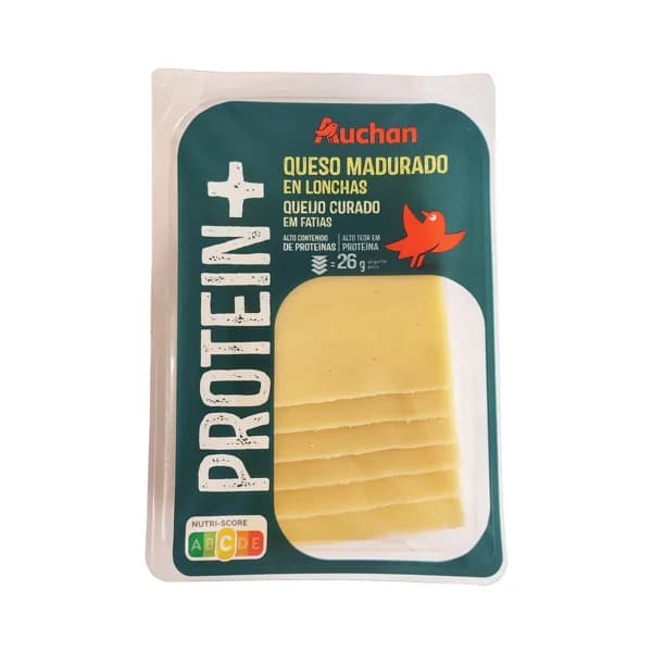 AUCHAN Queso curado en lonchas con extra de proteínas 150 g. Producto Alcampo - 0.15 kg - Imagen del producto en Findit