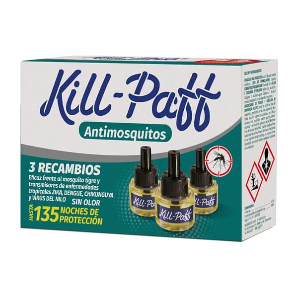 KILL PAFF Insecticida elèctrico , 3 recambios KILL PAFF 3 x 33 ml - 1 ud - Imagen del producto en Findit