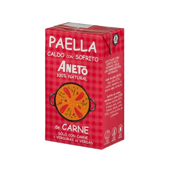 ANETO Caldo con sofrito para paella de carne y verduras 100% natural brik de 1 l. - 1 l - Imagen del producto en Findit