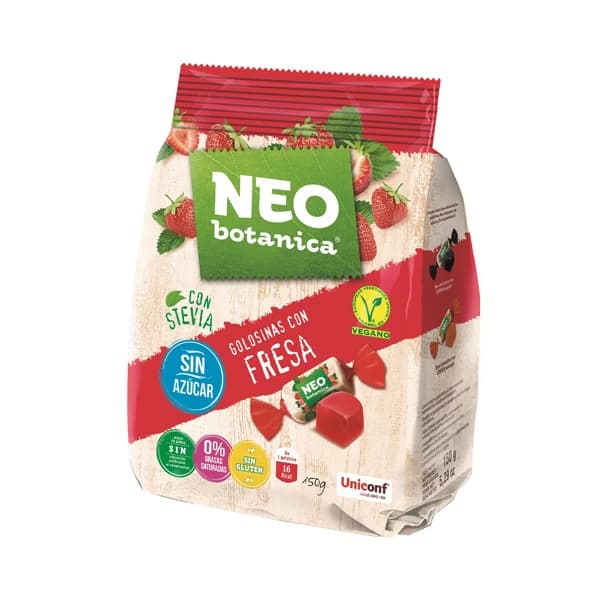 NEO BOTANICA Golosinas con stevia, sabor a fresa  150 g - 0.15 kg - Imagen del producto en Findit