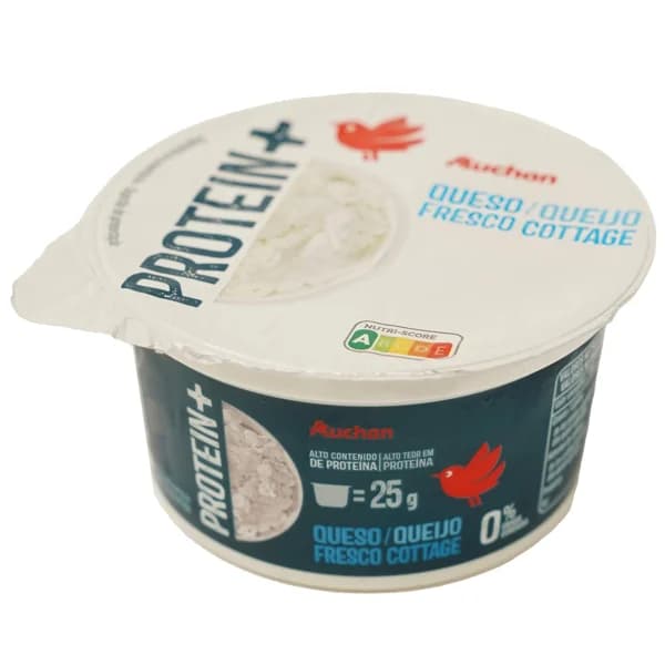 AUCHAN Protein + Queso fresco granulado (cottage) con alto contenido en proteina 200 g. Producto Alcampo - 0.2 kg - Imagen del producto en Findit