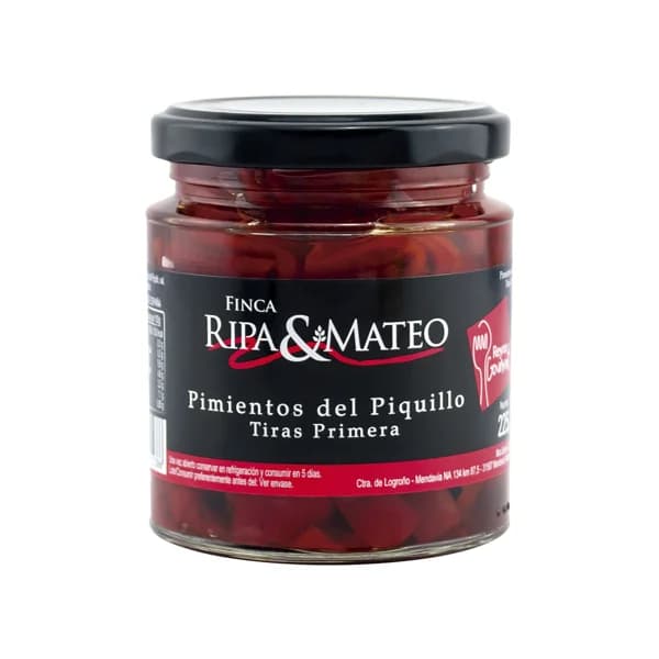 FINCA RIPA & MATEO Pimientos del Piquillo en tiras frasco de 210 g. - 0.22 kg - Imagen del producto en Findit