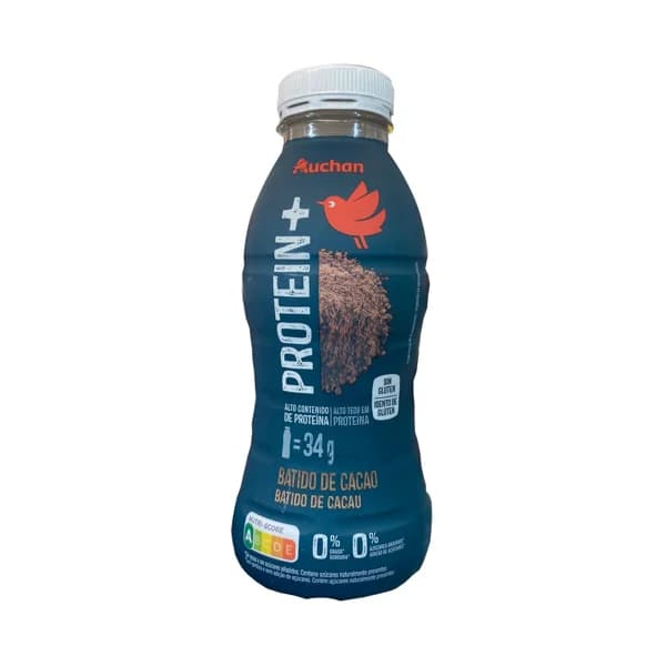 AUCHAN Protein + Bebida lactea al cacao, sin grasa ni azúcares añadidos y con alto contenido en proteína 330 ml. - 0.33 l - Imagen del producto en Findit