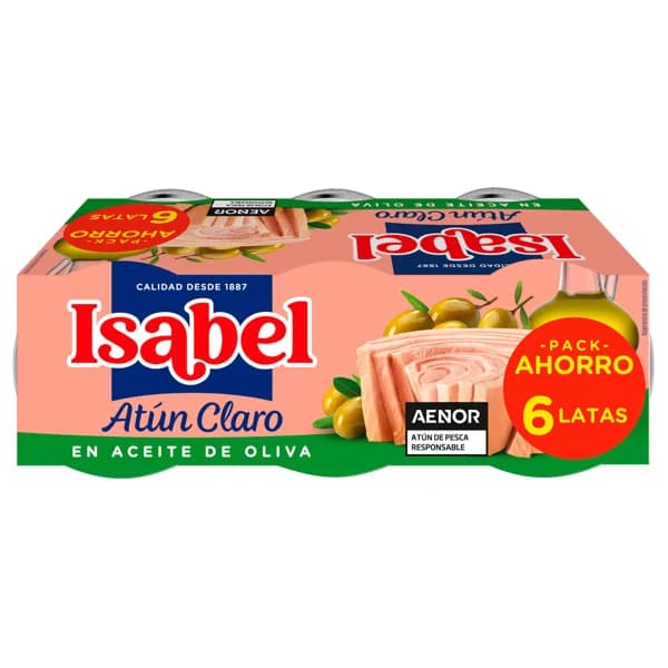 ISABEL Atún claro en aceite de oliva pack 6 uds. x 52 g. - 0.31 kg - Imagen del producto en Findit