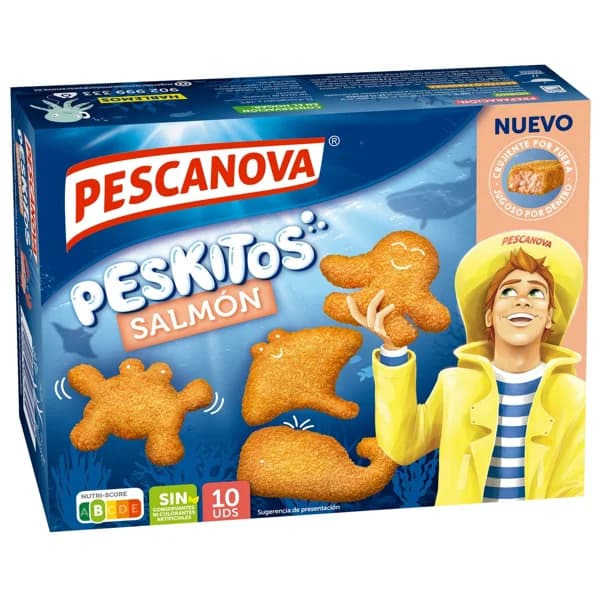 PESCANOVA Peskitos Salmón rebozado y ultracongelado con formas de peces 400 g. - 0.8 kg - Imagen del producto en Findit