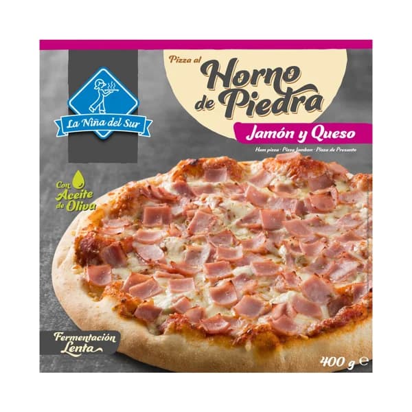 LA NIÑA DEL SUR Pizza de jamón y queso, hecha al horno de piedra 400 g. - 0.4 kg - Imagen del producto en Findit