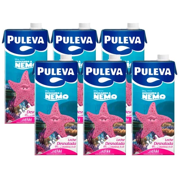PULEVA  Leche desnatada 0% m.g. caja de Disney 6 X 1 L. - 6 l - Imagen del producto en Findit