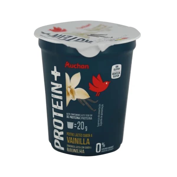 AUCHAN Protein + Postre de vainilla, sin grasa ni azúcares añadidos y con alto contenido en proteína 200 g. Producto Alcampo - 0.2 kg - Imagen del producto en Findit