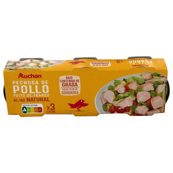 PRODUCTO ALCAMPO Pechuga de pollo al natural 3 x 52 g. - 0.16 kg - Imagen del producto en Findit