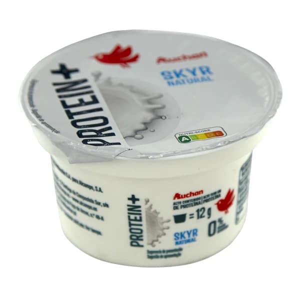 AUCHAN Protein + Skyr natural sin grasa ni azúcares, con alto cotenido en proteína 150 g. Producto Alcampo - 0.15 kg - Imagen del producto en Findit