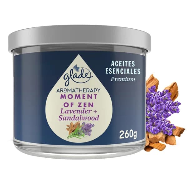 GLADE Vela ambientador Moment of Zen (lavanda + sándalo) GLADE AROMATHERAPY 260 g. - 0.26 l - Imagen del producto en Findit