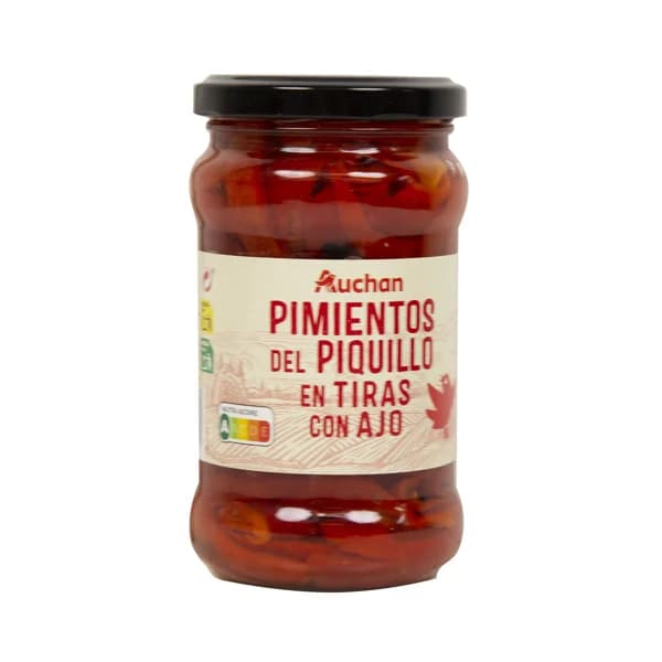 PRODUCTO ALCAMPO Pimientos del Piquillo al ajillo en tiras frasco de 220 g. - 0.23 kg - Imagen del producto en Findit