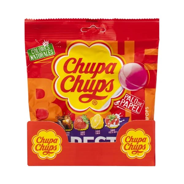 CHUPA CHUPS Original Caramelos con palo de papel de sabores variados 10 uds. - 0.12 kg - Imagen del producto en Findit