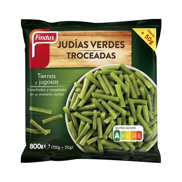 FINDUS Judias verdes redondas, troceadas y ultracongeladas FINDUS 800 g. - 0.8 kg - Imagen del producto en Findit