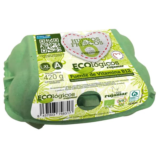 RUJAMAR Huevos de producción ecológica de categoria A y clase L-XL 6 uds. - 1 ud - Imagen del producto en Findit