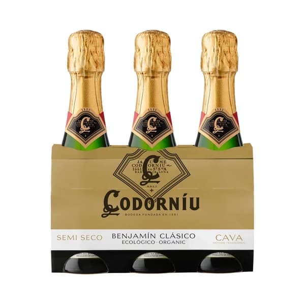 CODORNIU Cava semi seco ecológico benjamín 3 x 20 cl. - 1 ud - Imagen del producto en Findit