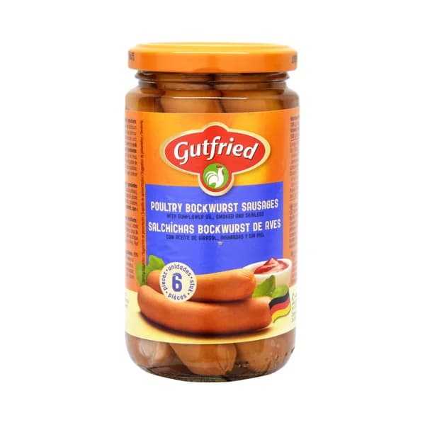 GUTFRIED Salchichas tipo Bockwurst de ave, ahumadas y sin piel GUTFRIED 180 g. - 0.18 kg - Imagen del producto en Findit