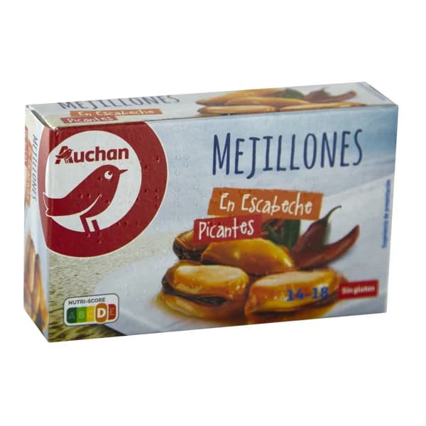 PRODUCTO ALCAMPO Mejillones escabeche picantes lata de 68 g. - 0.07 kg - Imagen del producto en Findit