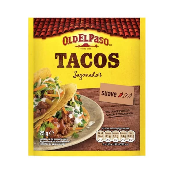OLD EL PASO Sazonador para tacos OLD EL PASO 25 g. - 1 ud - Imagen del producto en Findit