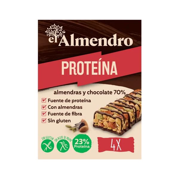 EL ALMENDRO Barrita rica en proteínas sabor chocolate EL ALMENDRO 4 x 35 g. - 0.14 kg - Imagen del producto en Findit