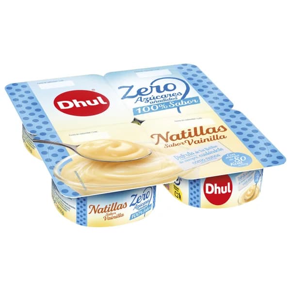 DHUL Natillas con sabor a vainilla, sin azúcares añadidos DHUL 4 x 125 g. - 0.25 kg - Imagen del producto en Findit