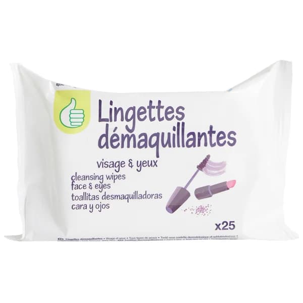 PRODUCTO ECONÓMICO ALCAMPO Toallitas desmaquilladoras para cara y ojos 25 uds. - 1 ud - Imagen del producto en Findit