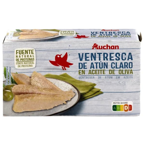 PRODUCTO ALCAMPO Ventresca de atún claro en aceite de oliva lata de 72 g. - 0.07 kg - Imagen del producto en Findit