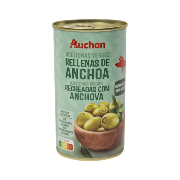 PRODUCTO ALCAMPO Aceitunas verdes manzanilla rellenas de anchoa PRODUCTO ALCAMPO lata de 150 g. - 0.15 kg - Imagen del producto en Findit