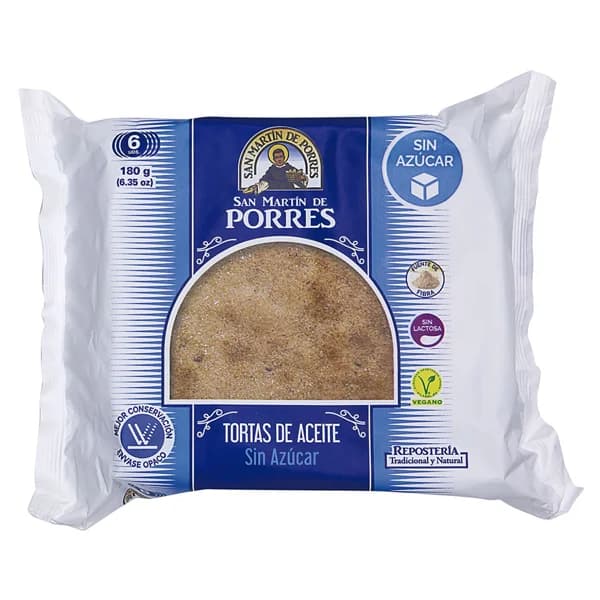 SAN MARTÍN DE PORRES Tortas de aceite sin azúcares añadidos 6 uds, 180 g. - 0.18 kg - Imagen del producto en Findit