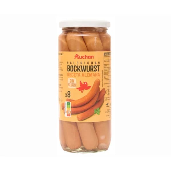PRODUCTO ALCAMPO Salchichas Bockwurst cocidas y ahumadas PRODUCTO ALCAMPO frasco de 720 g. - 0.72 kg - Imagen del producto en Findit